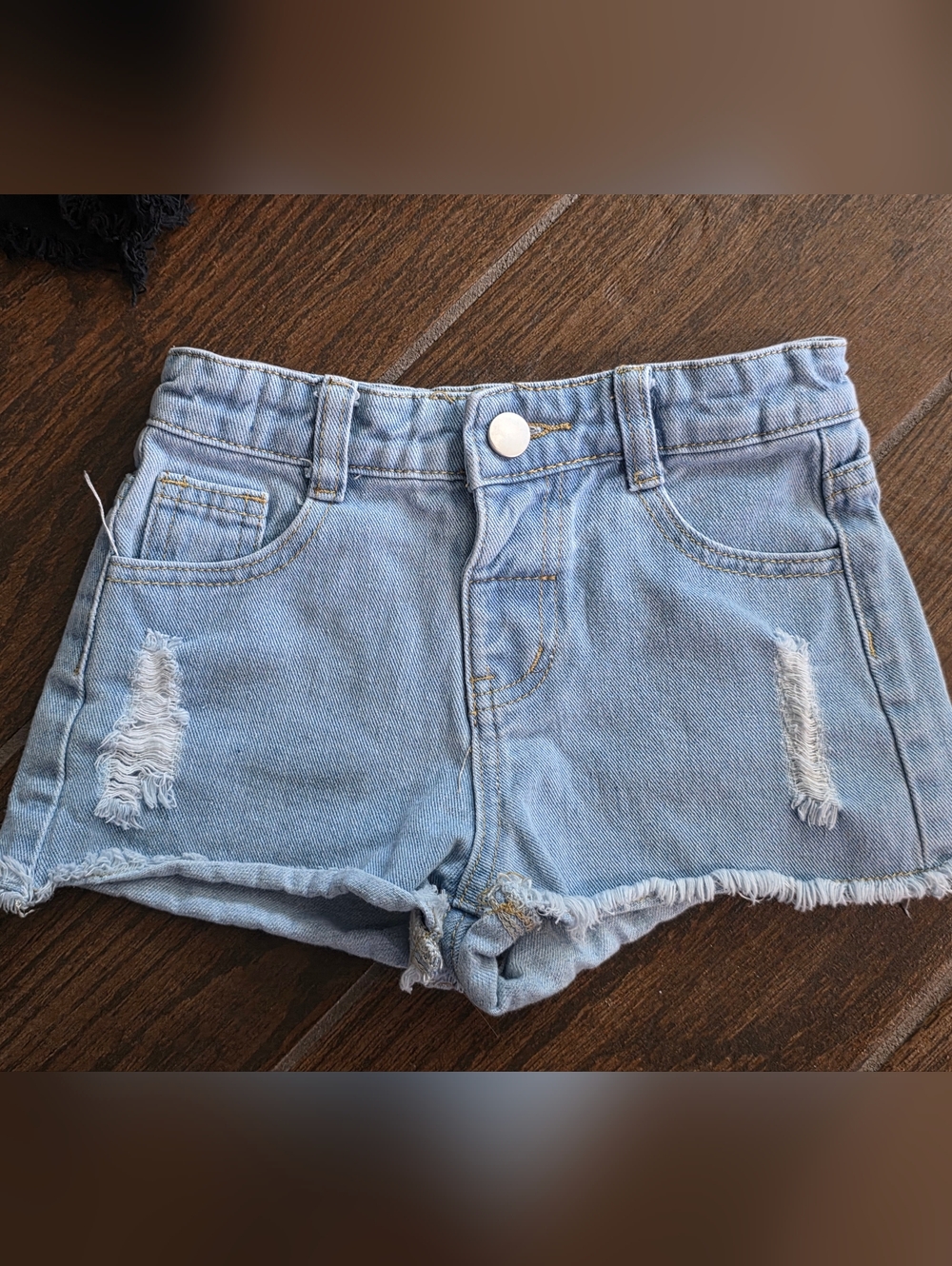 Kids Distressed Denim Shorts - Black, Light Blue, White - Picture 5 of 13